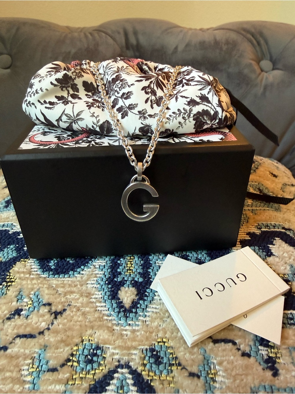 Gucci Authentic Sterling Silver G Pendant Necklace full inclusion